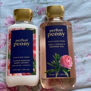 Bath and body works perfect peony lotion and gel